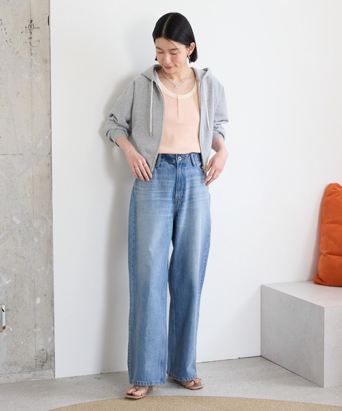 AMERICAN HOLIC(アメリカンホリック)の「ワイドデニム(デニムパンツ・レディース・ブルー系その他/ホワイト/ライトインディゴブルー・S/L/M)」の11枚目の写真