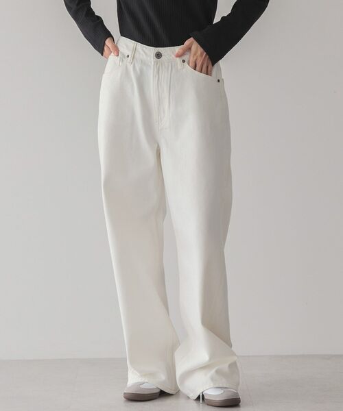 AMERICAN HOLIC(アメリカンホリック)の「ワイドデニム(デニムパンツ・レディース・ブルー系その他/ホワイト/ライトインディゴブルー・S/L/M)」の6枚目の写真