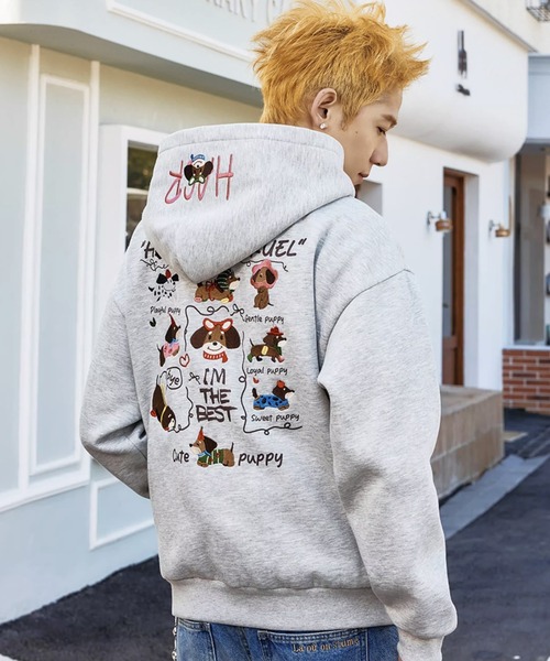 ゆりんご　すのチル　チェック柄　パーカー2点セット　 Man 刺繍ジップアップパーカー オーバーサイズ ユニセックス HC25S1TP13