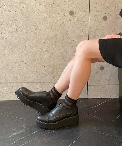 ALL BLACK（オールブラック）の「【本革/厚底/6.5cm】キャタピラーソールシューズ（ドレスシューズ・レディース・ブラック・39/38/37/36）」の11枚目の写真