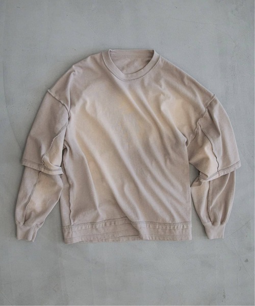 JOURNAL STANDARD（ジャーナルスタンダード）の「フェイクレイヤード ダメージ L/S Tシャツ（Tシャツ/カットソー・メンズ・ベージュ/ブラック/ブラウン・LARGE/MEDIUM）」の3枚目の写真