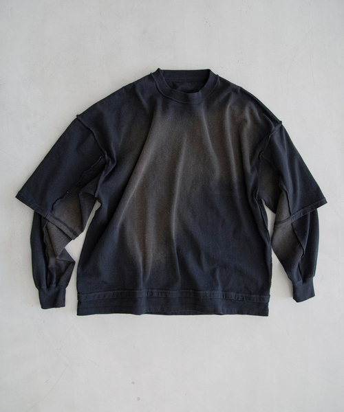 JOURNAL STANDARD（ジャーナルスタンダード）の「フェイクレイヤード ダメージ L/S Tシャツ（Tシャツ/カットソー・メンズ・ベージュ/ブラック/ブラウン・LARGE/MEDIUM）」の2枚目の写真