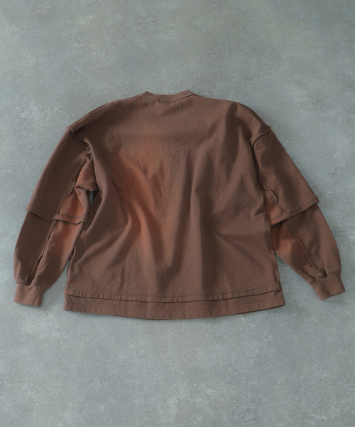 JOURNAL STANDARD（ジャーナルスタンダード）の「フェイクレイヤード ダメージ L/S Tシャツ（Tシャツ/カットソー・メンズ・ベージュ/ブラック/ブラウン・LARGE/MEDIUM）」の13枚目の写真