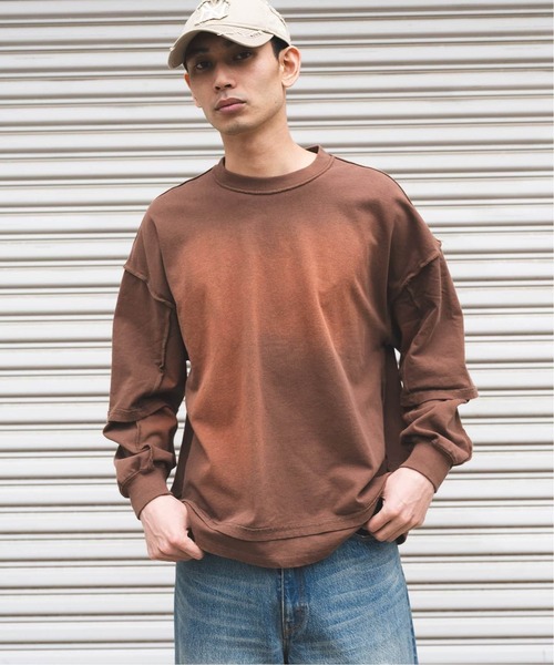 JOURNAL STANDARD（ジャーナルスタンダード）の「フェイクレイヤード ダメージ L/S Tシャツ（Tシャツ/カットソー・メンズ・ベージュ/ブラック/ブラウン・LARGE/MEDIUM）」の18枚目の写真