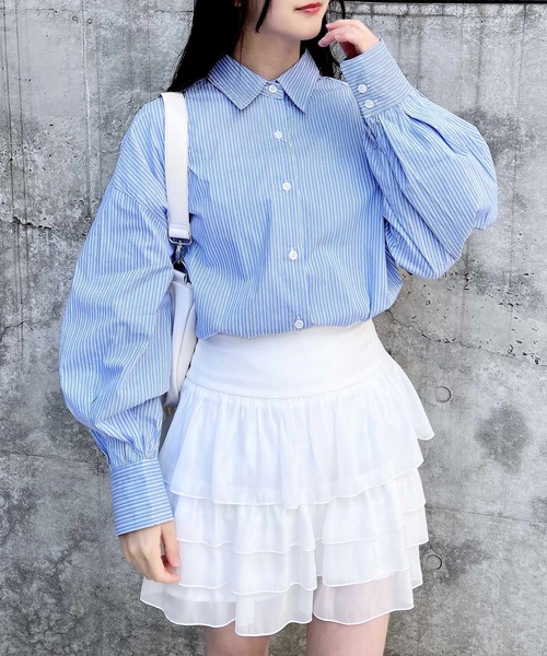 INGNI（イング）の「シアーフリルミニスカパン（スカート・レディース・ブラック/オフホワイト・FREE）」の8枚目の写真