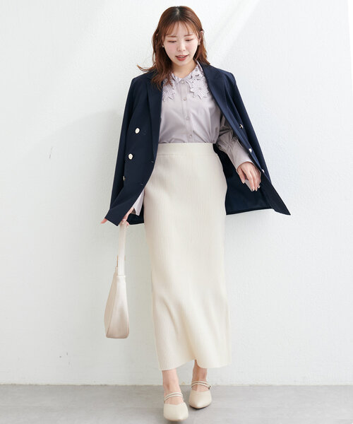 natural couture（ナチュラルクチュール）の「Web限定 /【プチナチュ】スリット入り細リブニットタイトスカート（スカート・レディース・ブラック/グレー/アイボリー・SMALL/MEDIUM/LARGE）」の10枚目の写真