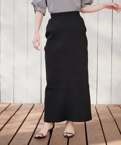 natural couture（ナチュラルクチュール）の「Web限定 /【プチナチュ】スリット入り細リブニットタイトスカート（スカート・レディース・ブラック/グレー/アイボリー・SMALL/MEDIUM/LARGE）」の21枚目の写真