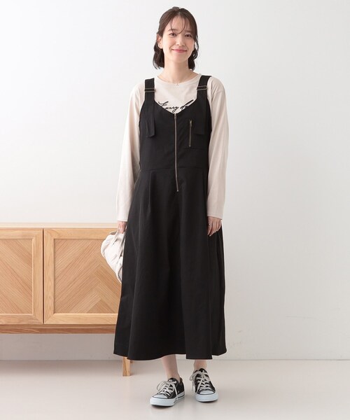 Cutie Blonde（キューティーブロンド）の「【S-LL】ロングシーズン着られる フロントZIPジャンスカ（ワンピース・レディース・ブラック/カーキ・01/02/03/04）」の3枚目の写真