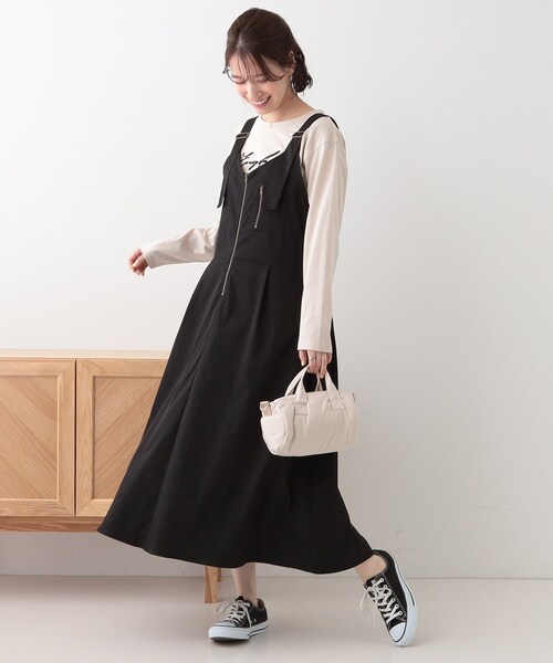 Cutie Blonde（キューティーブロンド）の「【S-LL】ロングシーズン着られる フロントZIPジャンスカ（ワンピース・レディース・ブラック/カーキ・01/02/03/04）」の4枚目の写真