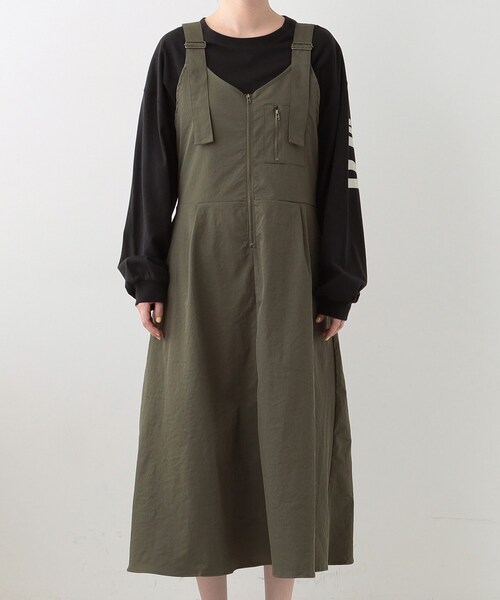 Cutie Blonde（キューティーブロンド）の「【S-LL】ロングシーズン着られる フロントZIPジャンスカ（ワンピース・レディース・ブラック/カーキ・01/02/03/04）」の11枚目の写真