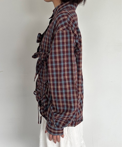 kutir 7th anniversary】アソートチェックドロストリボンシャツ