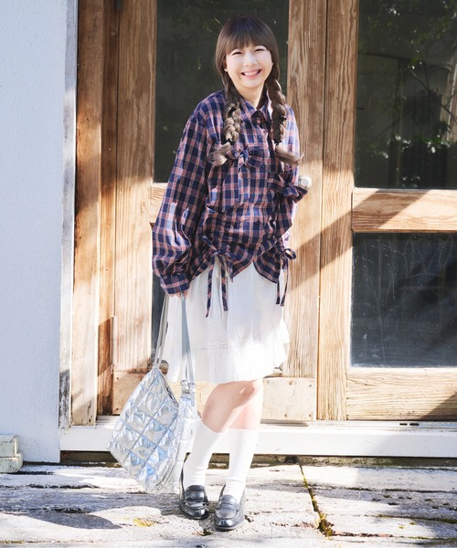 kutir（クティール）の「【kutir 7th anniversary】アソートチェックドロストリボンシャツ（シャツ/ブラウス・レディース・ボルドー/ネイビー/ベージュ・FREE）」の15枚目の写真