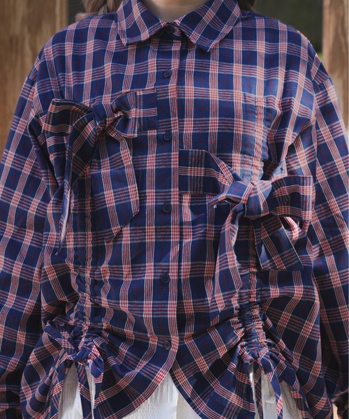 kutir（クティール）の「【kutir 7th anniversary】アソートチェックドロストリボンシャツ（シャツ/ブラウス・レディース・ボルドー/ネイビー/ベージュ・FREE）」の19枚目の写真