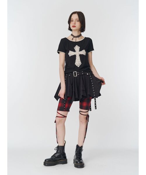 セール】クロスレースドッキングTシャツ（Tシャツ/カットソー