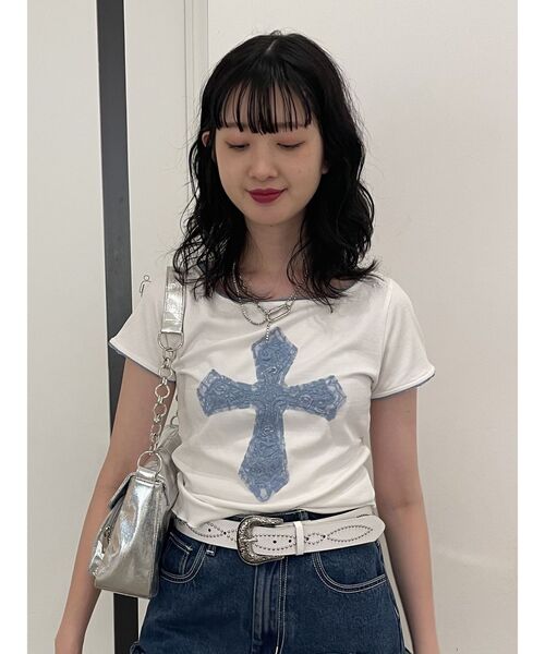 セール】クロスレースドッキングTシャツ（Tシャツ/カットソー