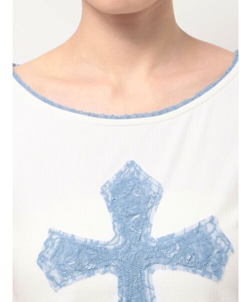 jouetie（ジュエティ）の「クロスレースドッキングTシャツ（Tシャツ/カットソー・レディース・オフホワイト/ブラック/ピンク・MEDIUM）」の12枚目の写真