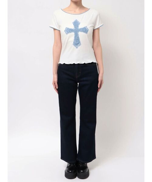 jouetie（ジュエティ）の「クロスレースドッキングTシャツ（Tシャツ/カットソー・レディース・オフホワイト/ブラック/ピンク・MEDIUM）」の16枚目の写真