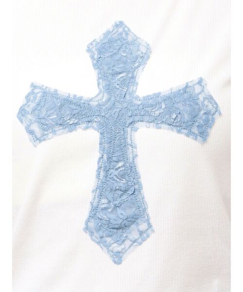 jouetie（ジュエティ）の「クロスレースドッキングTシャツ（Tシャツ/カットソー・レディース・オフホワイト/ブラック/ピンク・MEDIUM）」の19枚目の写真