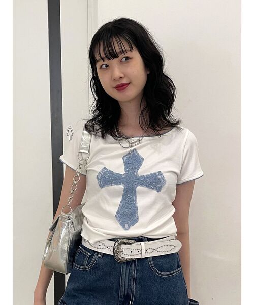 セール】クロスレースドッキングTシャツ（Tシャツ/カットソー