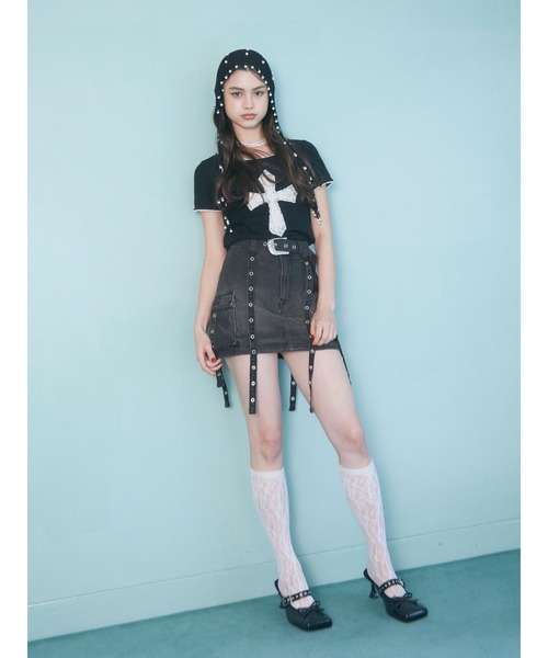 セール】クロスレースドッキングTシャツ（Tシャツ/カットソー