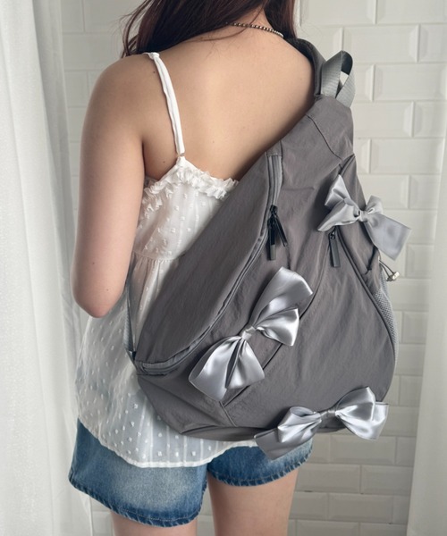 セール】ナイロンワンショルダーボディバッグ リボンデザインボディ