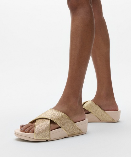 fitflop(フィットフロップ)の「LULU GLITTERDUST CROSS SLIDES(サンダル・レディース・ダークネイビー/ピンク/ゴールド/ブラック×シルバー・US6/US7/US8/US5)」の4枚目の写真