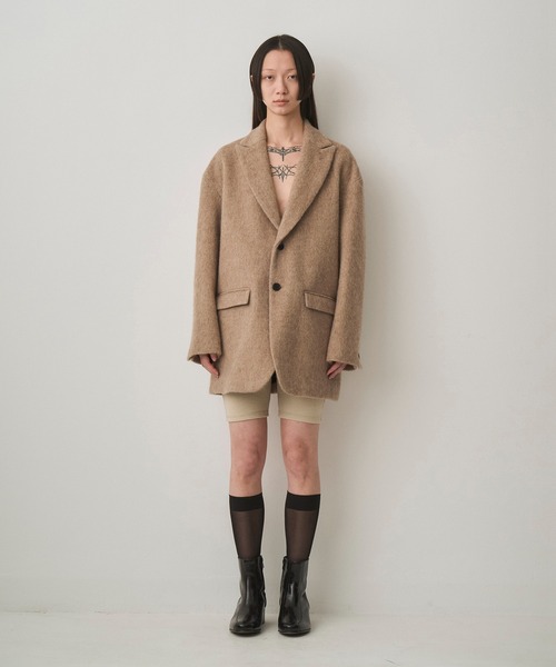 Juha(ユハ)の「MOHAIR SHAGGY LONG JACKET(テーラードジャケット・メンズ・チャコールグレー/ベージュ・3/4)」の9枚目の写真