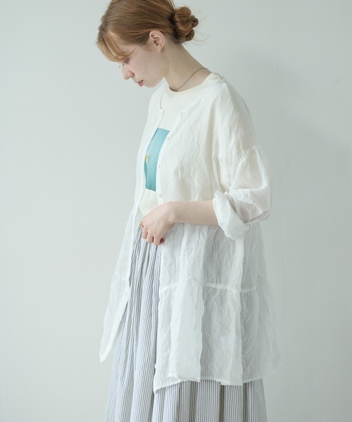 Crisp（クリスプ）の「ティアードシアーチュニック（シャツ/ブラウス・レディース・ブルー/ピンク/ホワイト・FREE）」の16枚目の写真