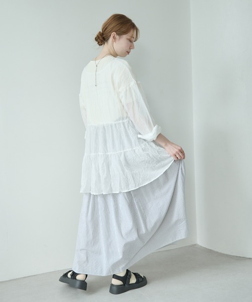 Crisp（クリスプ）の「ティアードシアーチュニック（シャツ/ブラウス・レディース・ブルー/ピンク/ホワイト・FREE）」の12枚目の写真