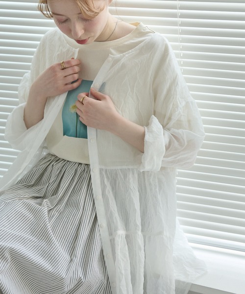 Crisp（クリスプ）の「ティアードシアーチュニック（シャツ/ブラウス・レディース・ブルー/ピンク/ホワイト・FREE）」の10枚目の写真