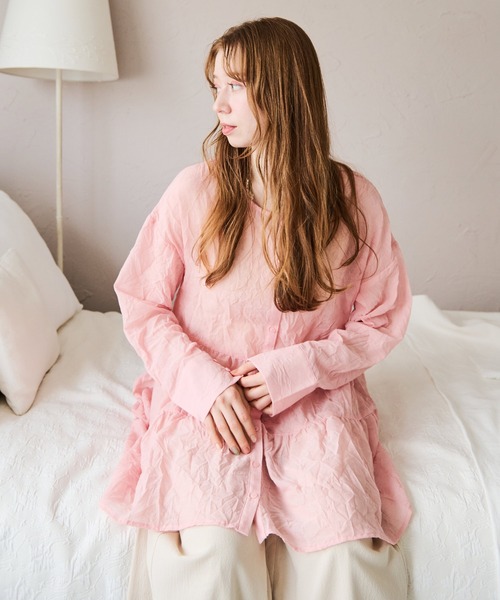 Crisp（クリスプ）の「ティアードシアーチュニック（シャツ/ブラウス・レディース・ブルー/ピンク/ホワイト・FREE）」の22枚目の写真