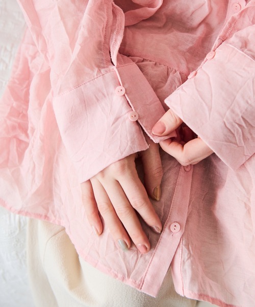 Crisp（クリスプ）の「ティアードシアーチュニック（シャツ/ブラウス・レディース・ブルー/ピンク/ホワイト・FREE）」の21枚目の写真