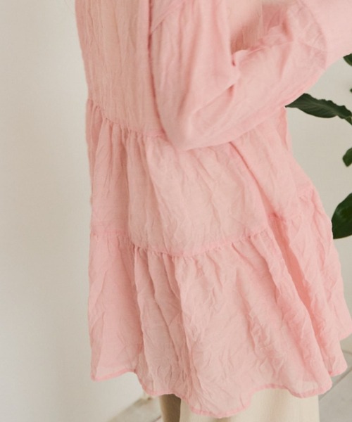 Crisp（クリスプ）の「ティアードシアーチュニック（シャツ/ブラウス・レディース・ブルー/ピンク/ホワイト・FREE）」の7枚目の写真