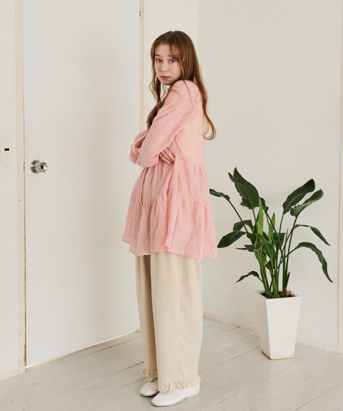 Crisp（クリスプ）の「ティアードシアーチュニック（シャツ/ブラウス・レディース・ブルー/ピンク/ホワイト・FREE）」の4枚目の写真