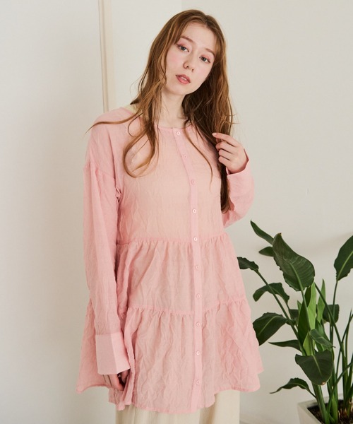 Crisp（クリスプ）の「ティアードシアーチュニック（シャツ/ブラウス・レディース・ブルー/ピンク/ホワイト・FREE）」の5枚目の写真