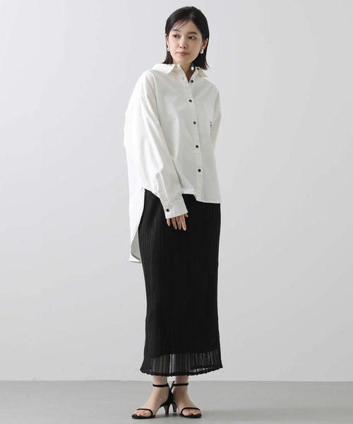 margaux（マルゴー）の「刺繍ロゴバックテールシャツ（シャツ/ブラウス・レディース・オフホワイト/カーキ・FREE）」の6枚目の写真