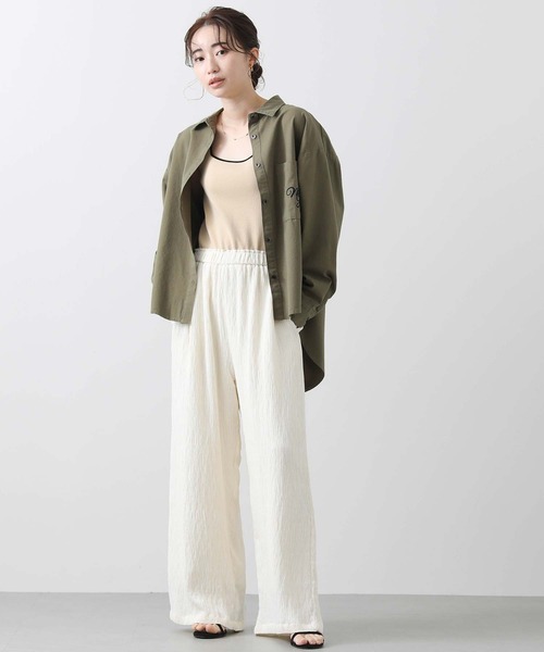 margaux（マルゴー）の「刺繍ロゴバックテールシャツ（シャツ/ブラウス・レディース・オフホワイト/カーキ・FREE）」の12枚目の写真