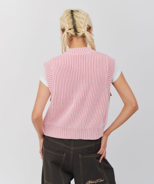 atmos pink（アトモスピンク）の「atmos pink Pigment Knit Vest / アトモス ピンク ピグメント ニット ベスト（ベスト・レディース・ブラック/ピンク/ブルー・FREE）」の12枚目の写真