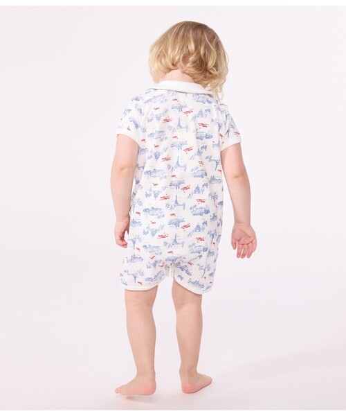 PETIT BATEAU(プチバトー)の「ショートロンパース(ロンパース・キッズ・ホワイト系その他・3MONTH/6MONTH/12MONTH)」の2枚目の写真