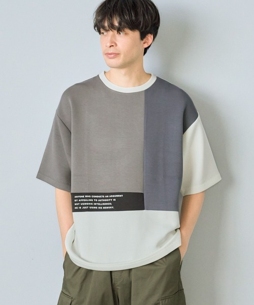LAKOLE（ラコレ）の「ダンボールキリカエ半袖T / 284361（Tシャツ/カットソー・メンズ・サンドグレー/ネイビー/グリーン・MEDIUM/X-LARGE/LARGE）」の2枚目の写真