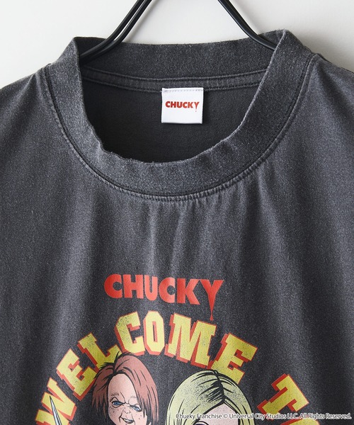 JEANS MATE(ジーンズメイト)の「【Child's Play/チャイルドプレイ】 オリジナルデザイン パウダーブリーチ加工 Tシャツ CHUCKY チャッキー ティファニー ヴィンテージライク 古着ライク(Tシャツ/カットソー・メンズ・ブラック/ダークグリーン・X-LARGE/LARGE/MEDIUM)」の6枚目の写真