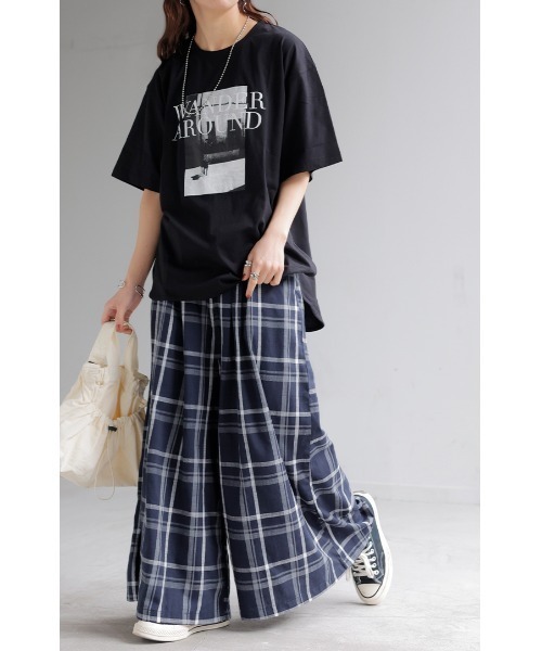 HUG.U(ハグユー)の「リネンチェックパンツ(その他パンツ・レディース・ネイビー/ホワイト・L/M)」の11枚目の写真