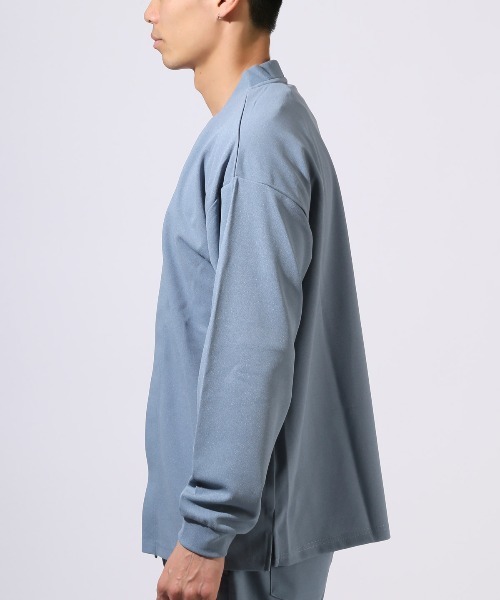 LUXSTYLE（ラグスタイル）の「梨地ノーカラーカーディガン（カーディガン/ボレロ・メンズ・ブルー/グレー/ブラック・XL/L/M）」の5枚目の写真