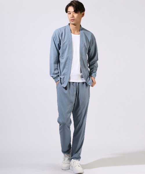 LUXSTYLE（ラグスタイル）の「梨地ノーカラーカーディガン（カーディガン/ボレロ・メンズ・ブルー/グレー/ブラック・XL/L/M）」の9枚目の写真