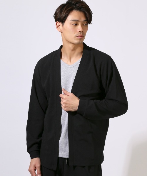 LUXSTYLE（ラグスタイル）の「梨地ノーカラーカーディガン（カーディガン/ボレロ・メンズ・ブルー/グレー/ブラック・XL/L/M）」の10枚目の写真