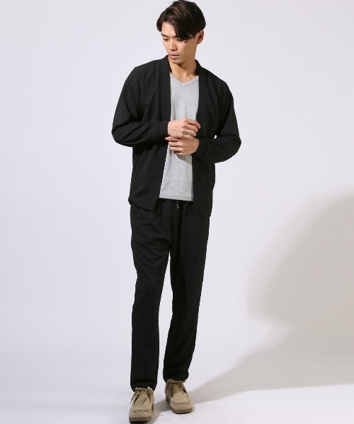 LUXSTYLE（ラグスタイル）の「梨地ノーカラーカーディガン（カーディガン/ボレロ・メンズ・ブルー/グレー/ブラック・XL/L/M）」の11枚目の写真