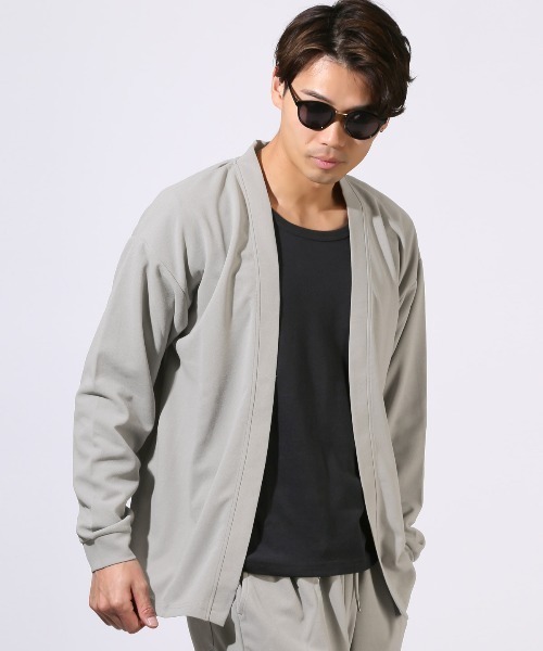 LUXSTYLE（ラグスタイル）の「梨地ノーカラーカーディガン（カーディガン/ボレロ・メンズ・ブルー/グレー/ブラック・XL/L/M）」の13枚目の写真