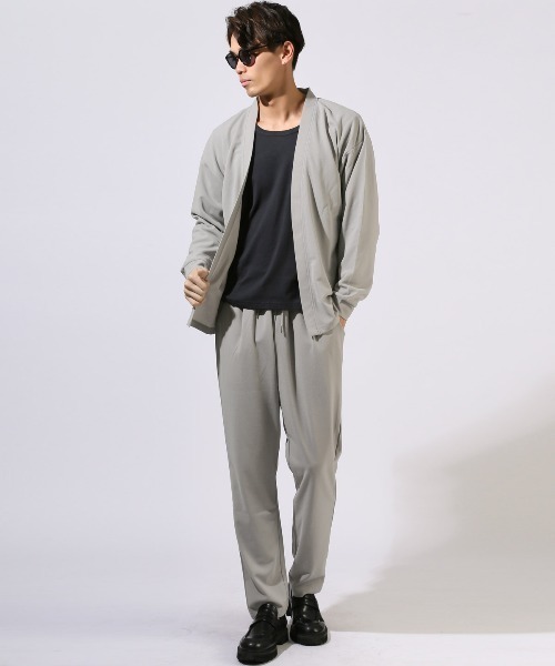 LUXSTYLE（ラグスタイル）の「梨地ノーカラーカーディガン（カーディガン/ボレロ・メンズ・ブルー/グレー/ブラック・XL/L/M）」の14枚目の写真