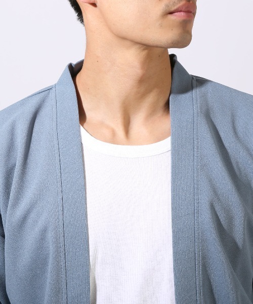 LUXSTYLE（ラグスタイル）の「梨地ノーカラーカーディガン（カーディガン/ボレロ・メンズ・ブルー/グレー/ブラック・XL/L/M）」の15枚目の写真