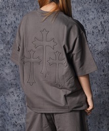 クロスエンボス スウェットTシャツ【セットアップ可能】/ Cross Embossed Sweat T-Shirt